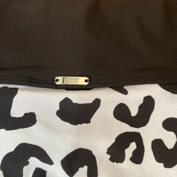 DKNY Printed High Rise Bikini Bottom Swimsuit Leopard Blue Black size L NWT - Picture 7 of 7